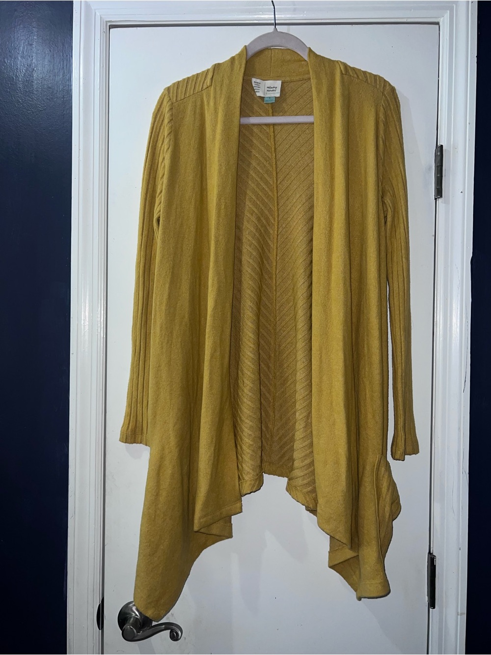Anthropologie Mustard Open-Front Draped Cardigan